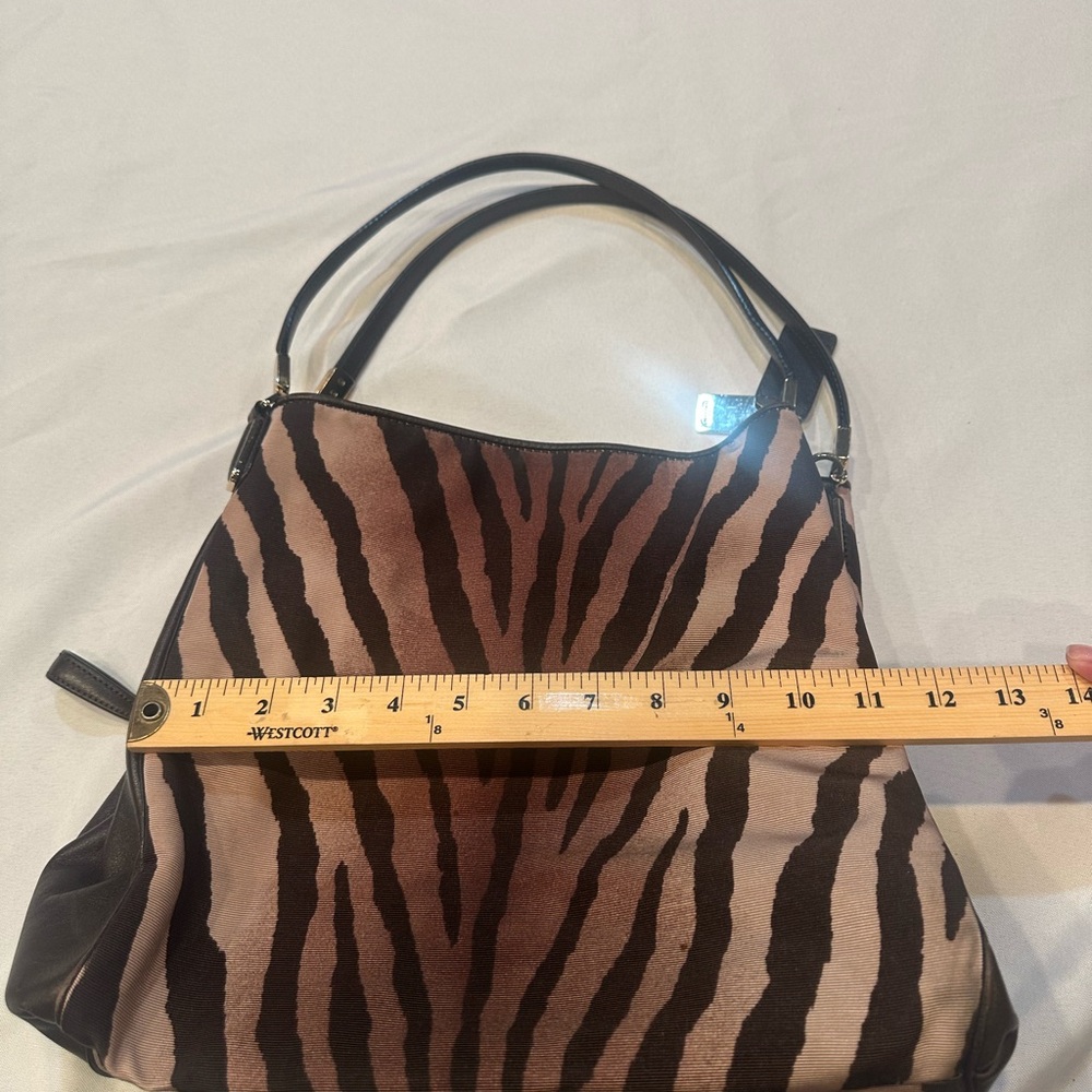Coach Zebra-Print Brown and Tan Shoulder Bag - Picture 11 of 12